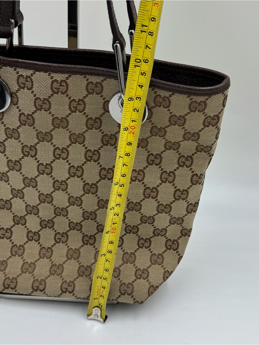 Gucci Beige & Brown GG Canvas Shoulder Tote - Picture 8 of 11